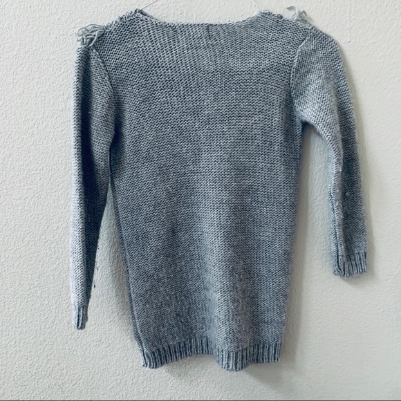 ZARA gray textured tassel collar crewneck sweater - Picture 3 of 5